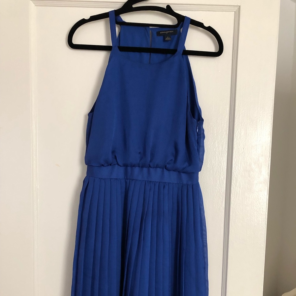 Blue silk chiffon dress